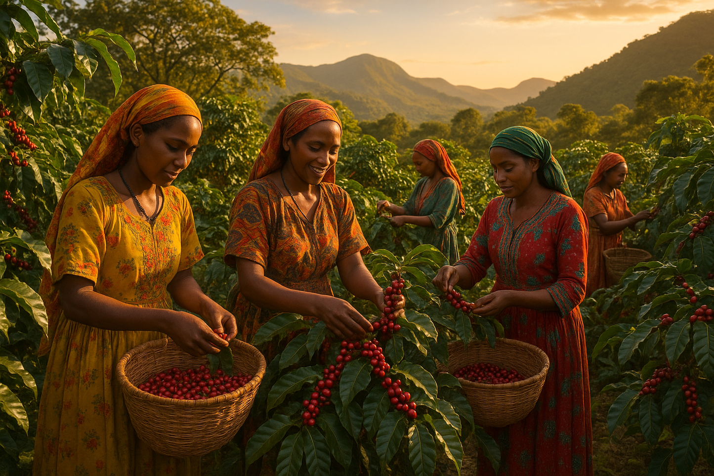 Ethipion women picking coffee