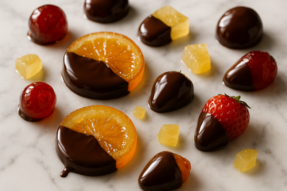 Chocolate dipped candied fruits
